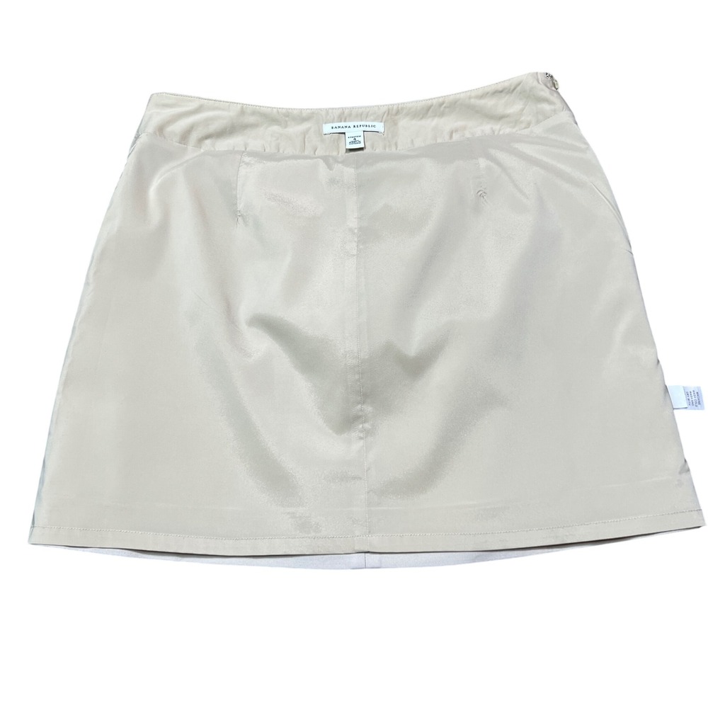 Banana Republic Beige Stretch A-Line Mini‎ Skirt Size 4 Side Zip - Picture 10 of 11
